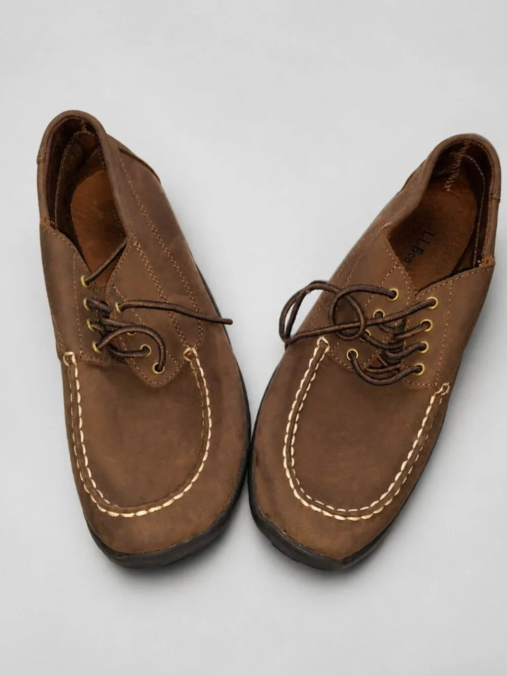 L.L.Bean Boys Brown Leather Boat Shoes Size 6